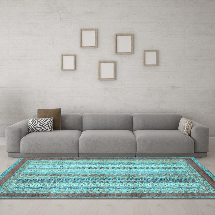 Machine Washable Abstract Light Blue Modern Rug in a Living Room, wshabs2379lblu