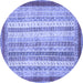 Round Machine Washable Abstract Blue Modern Rug, wshabs2379blu