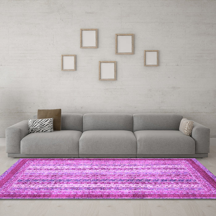Machine Washable Abstract Purple Modern Area Rugs in a Living Room, wshabs2379pur