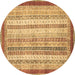 Round Abstract Brown Modern Rug, abs2379brn