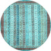 Round Abstract Light Blue Modern Rug, abs2379lblu