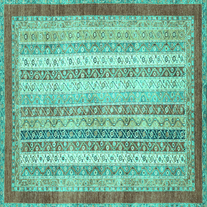 Square Machine Washable Abstract Turquoise Modern Area Rugs, wshabs2379turq