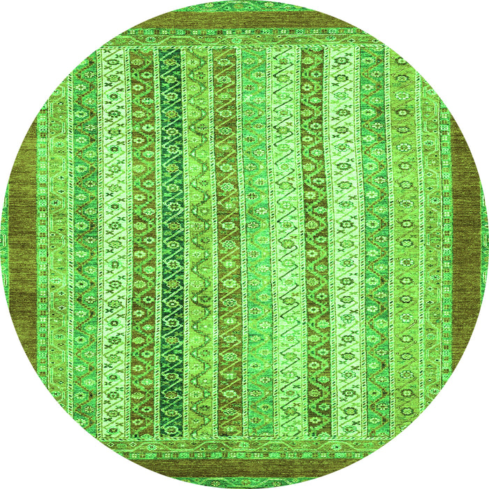 Round Machine Washable Abstract Green Modern Area Rugs, wshabs2379grn