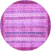 Round Machine Washable Abstract Purple Modern Area Rugs, wshabs2379pur