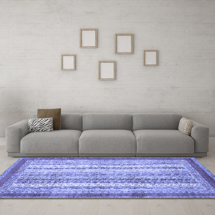 Machine Washable Abstract Blue Modern Rug in a Living Room, wshabs2379blu