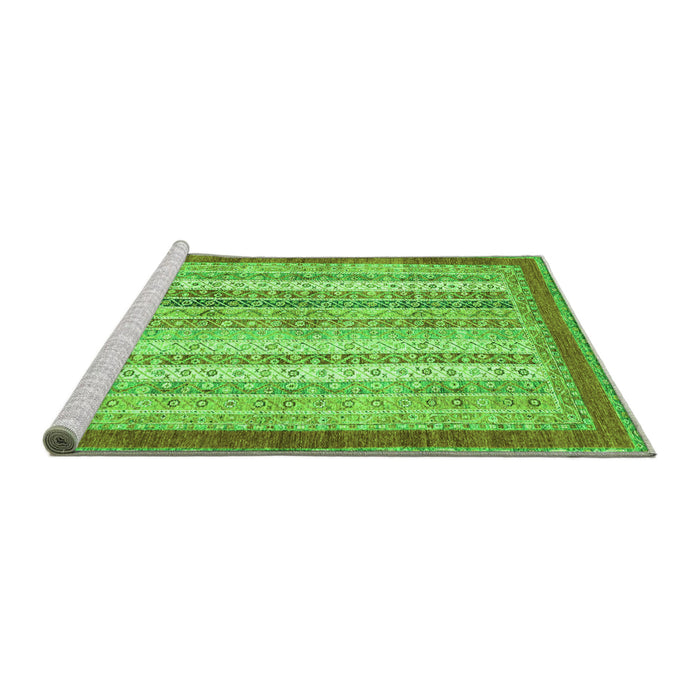 Sideview of Machine Washable Abstract Green Modern Area Rugs, wshabs2379grn