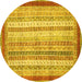 Round Abstract Yellow Modern Rug, abs2379yw