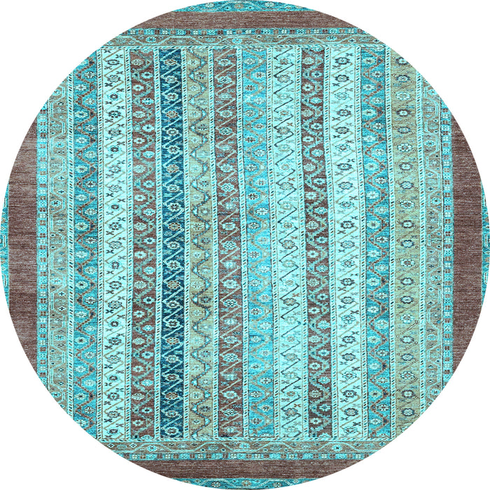 Round Machine Washable Abstract Light Blue Modern Rug, wshabs2379lblu