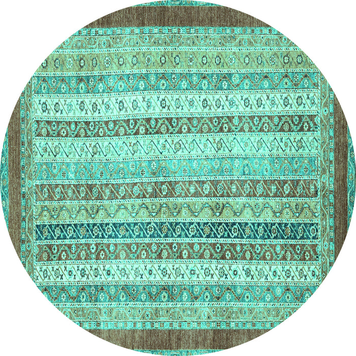 Round Abstract Turquoise Modern Rug, abs2379turq