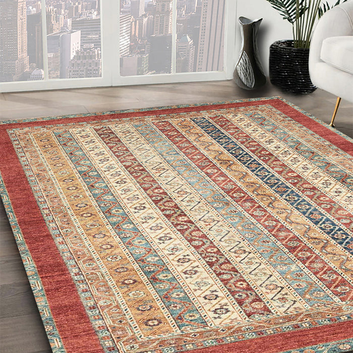 Machine Washable Abstract Chestnut Red Rug in a Family Room, wshabs2379
