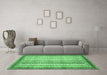 Machine Washable Abstract Emerald Green Modern Area Rugs in a Living Room,, wshabs2379emgrn