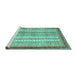 Sideview of Machine Washable Abstract Turquoise Modern Area Rugs, wshabs2379turq