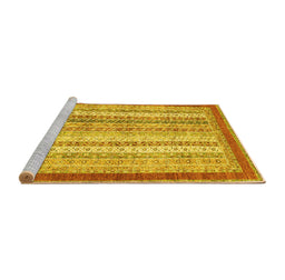 Sideview of Machine Washable Abstract Yellow Modern Rug, wshabs2379yw