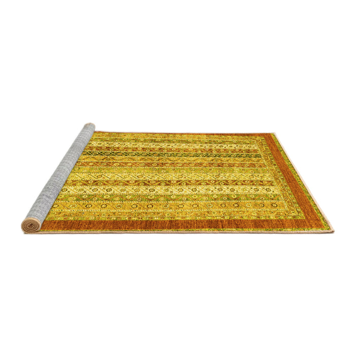 Sideview of Machine Washable Abstract Yellow Modern Rug, wshabs2379yw