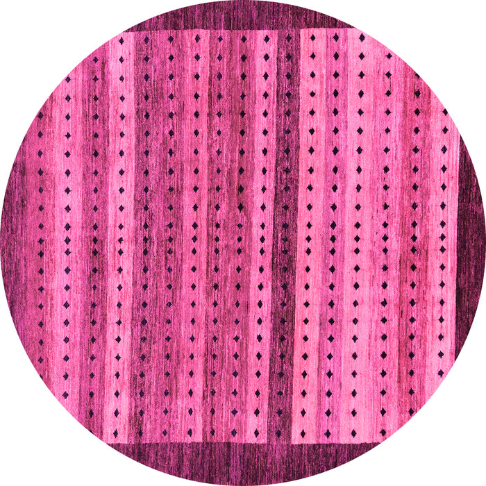 Round Machine Washable Abstract Pink Modern Rug, wshabs237pnk