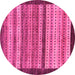 Round Machine Washable Abstract Pink Modern Rug, wshabs237pnk