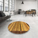 Round Abstract Saddle Brown Modern Rug in a Office, abs237