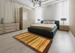 Abstract Saddle Brown Modern Rug in a Bedroom, abs237