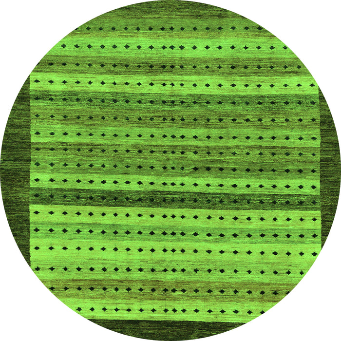 Round Abstract Green Modern Rug, abs237grn