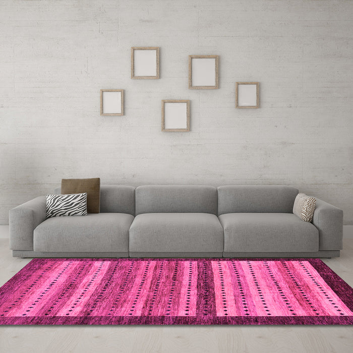 Machine Washable Abstract Pink Modern Rug in a Living Room, wshabs237pnk