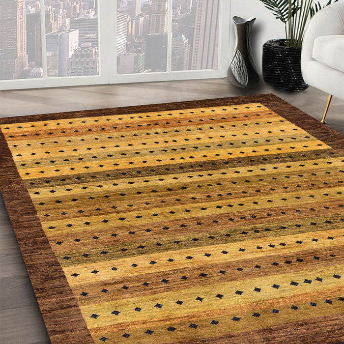 Abstract Saddle Brown Modern Rug in Family Room, abs237