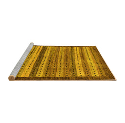 Sideview of Machine Washable Abstract Yellow Modern Rug, wshabs237yw