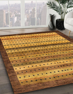 Machine Washable Abstract Saddle Brown Rug in a Family Room, wshabs237