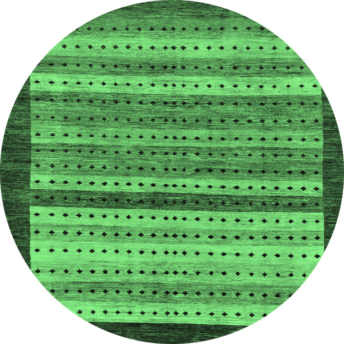 Round Abstract Emerald Green Modern Rug, abs237emgrn