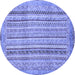 Round Machine Washable Abstract Blue Modern Rug, wshabs2380blu