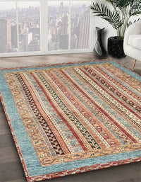 Abstract Gold Brown Modern Rug, abs2380