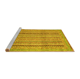 Sideview of Machine Washable Abstract Yellow Modern Rug, wshabs2380yw