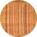 Round Machine Washable Abstract Orange Modern Area Rugs, wshabs2380org