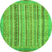 Round Machine Washable Abstract Green Modern Area Rugs, wshabs2380grn