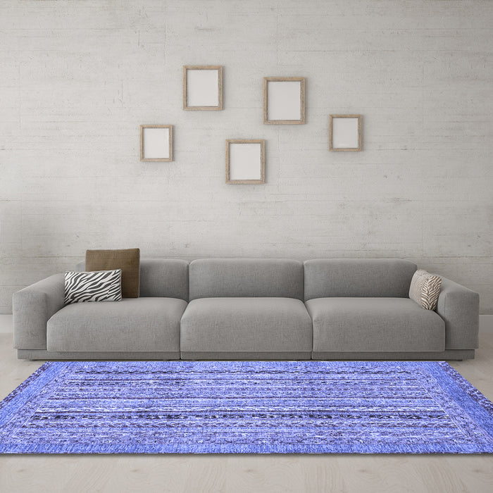 Machine Washable Abstract Blue Modern Rug in a Living Room, wshabs2380blu