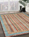 Abstract Gold Brown Modern Rug in Family Room, abs2380