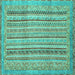 Square Machine Washable Abstract Turquoise Modern Area Rugs, wshabs2380turq