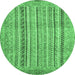 Round Abstract Emerald Green Modern Rug, abs2380emgrn