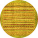 Round Abstract Yellow Modern Rug, abs2380yw