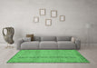 Machine Washable Abstract Emerald Green Modern Area Rugs in a Living Room,, wshabs2380emgrn