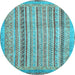 Round Machine Washable Abstract Light Blue Modern Rug, wshabs2380lblu