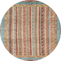 Round Abstract Gold Brown Modern Rug, abs2380