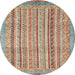 Round Abstract Gold Brown Modern Rug, abs2380