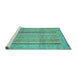 Sideview of Machine Washable Abstract Turquoise Modern Area Rugs, wshabs2380turq