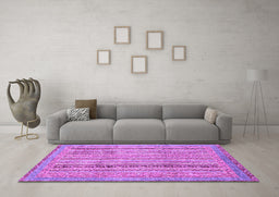 Machine Washable Abstract Purple Modern Area Rugs in a Living Room, wshabs2380pur