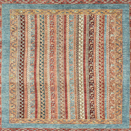 Square Abstract Gold Brown Modern Rug, abs2380
