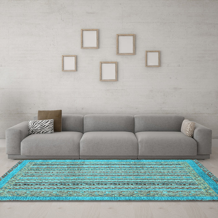 Machine Washable Abstract Light Blue Modern Rug in a Living Room, wshabs2380lblu