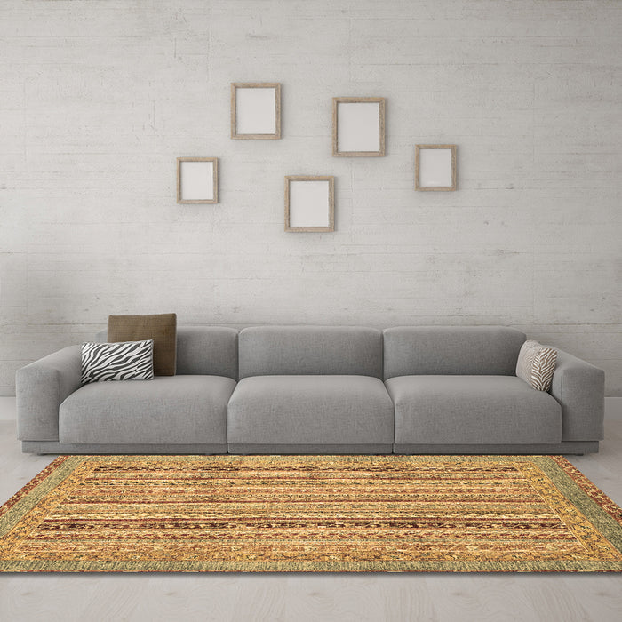 Machine Washable Abstract Brown Modern Rug in a Living Room,, wshabs2380brn