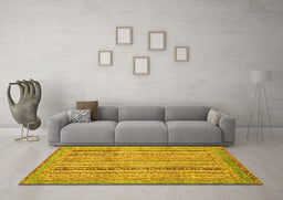 Machine Washable Abstract Yellow Modern Rug in a Living Room, wshabs2380yw