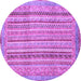 Round Machine Washable Abstract Purple Modern Area Rugs, wshabs2380pur