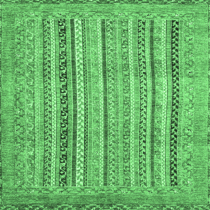 Square Machine Washable Abstract Emerald Green Modern Area Rugs, wshabs2380emgrn